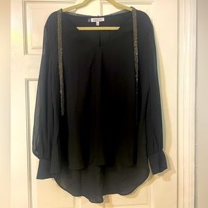 Jennifer Lopez Sheer Blouse with Jewel Scarf